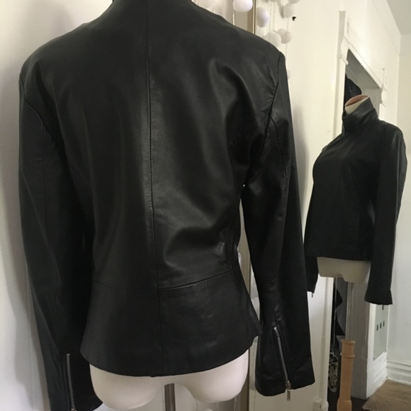 Nicole Miller Black leather jacket size medium - Picture 2 of 3